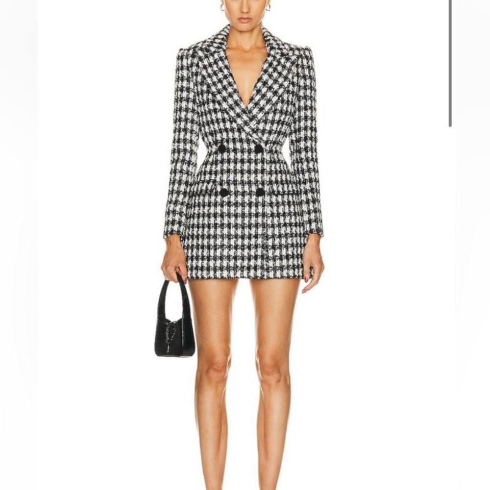 Self-Portrait Houndstooth Tweed Blazer Dress size 4 NWOT $981